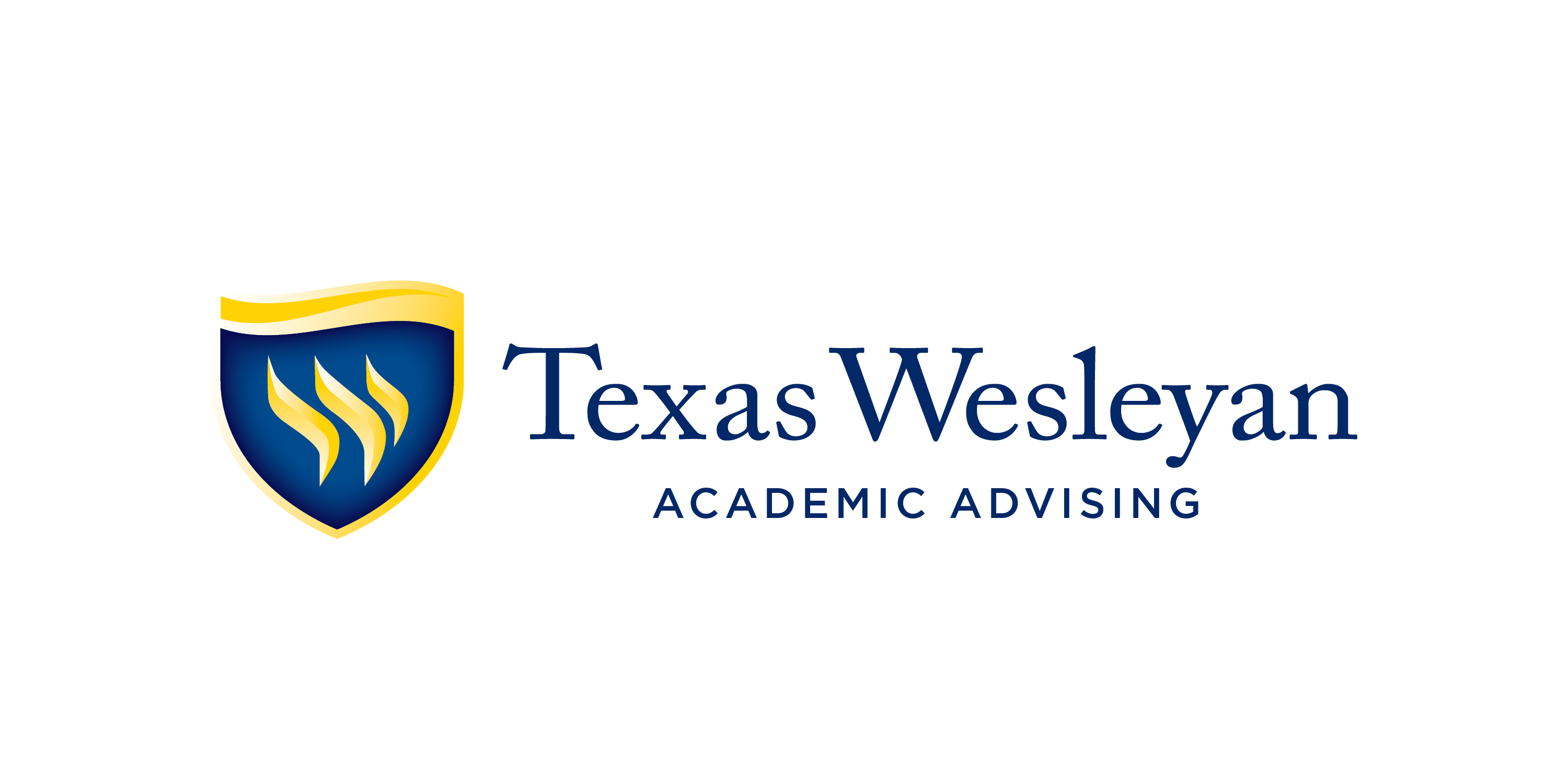 Texas Wesleyan shield logo with Academic Advising department name