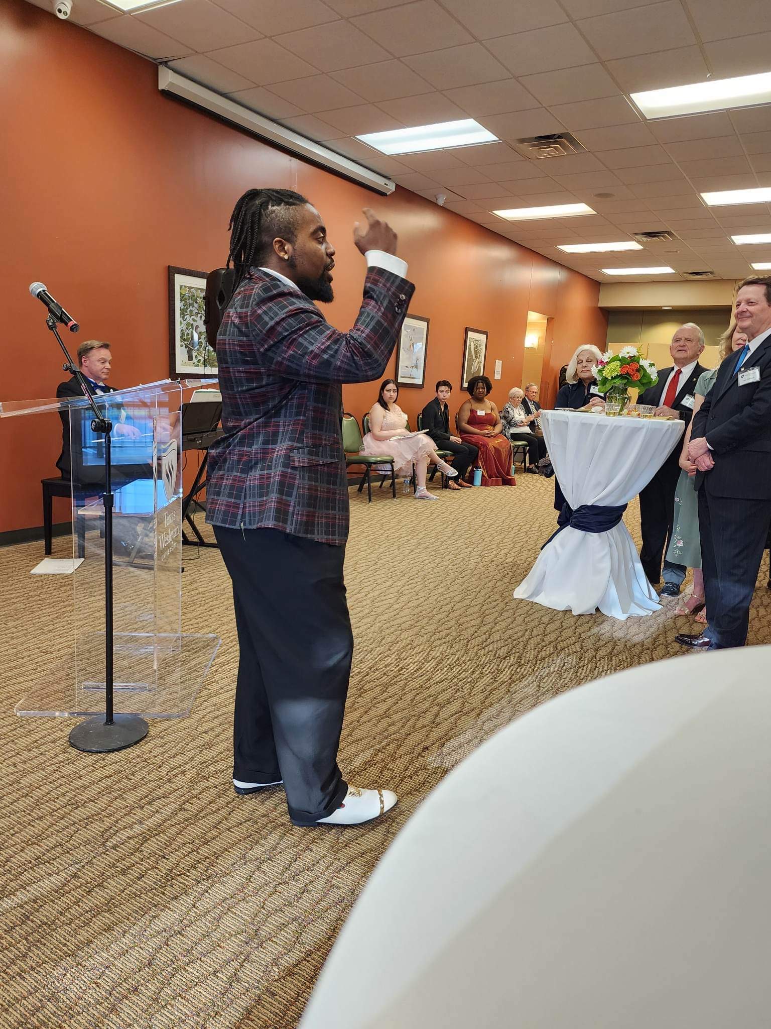 A young man singing
