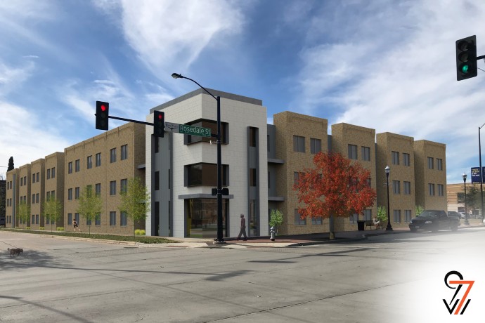Digital rendering of the new apartment complex coming to Texas Wesleyan at the corner of Rosedale and Collard streets.