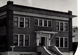 black and white historic picture of the outside of Wade Hall