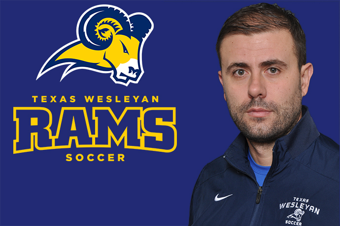 a headshot of assistant men's soccer coach Dejan Milosevic with the Ram logo beside.
