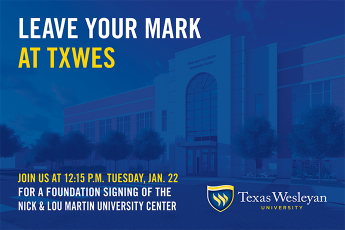 Students, faculty, staff and alumni will come together Jan. 22 to leave their mark on the Nick & Lou Martin University Center by signing the foundation. Save the date to be a part of this special event!
