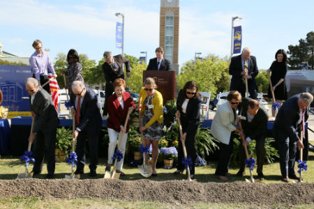 The 128-year-old university broke ground April 19 on the new $20.35 million, 44,000-square-foot Nick & Lou Martin University Center in front of a boisterous crowd of students, alumni, supporters, staff and community leaders.