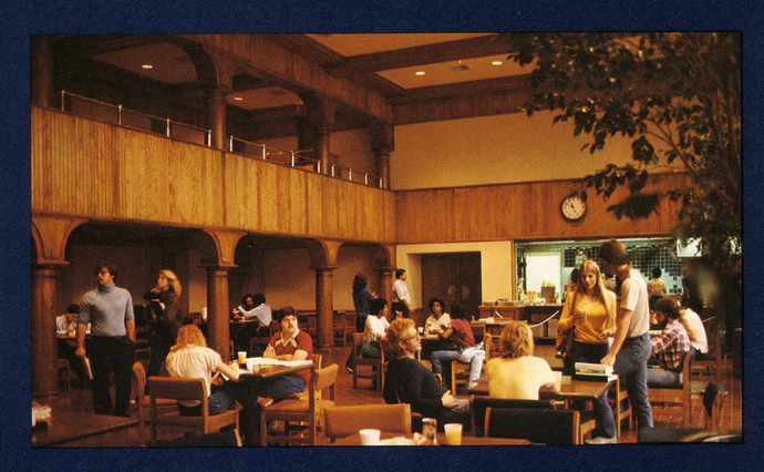 a photo of the university's student center in the 1980s