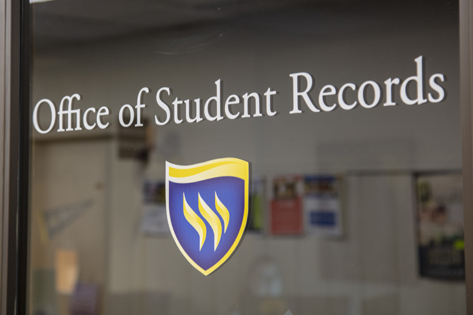The Office of Student Records door sign.