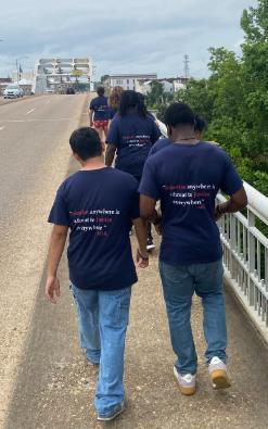 Students walking across the Edmund Pettus Bridge, Selma AL