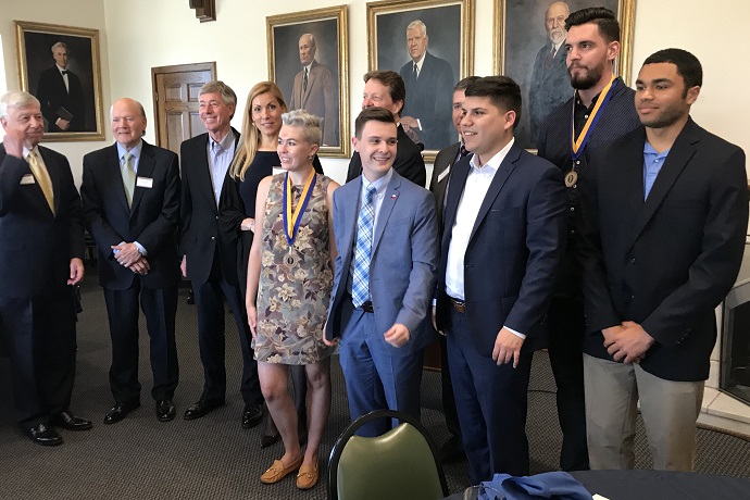Hatton W. Sumners Luncheon, April 5, 2019.  HWS Trustees and current Sumners Scholars as well as the faculty sponsors and university administrators were in attendance.  Two Scholars who graduated in December 2018 were honored.  