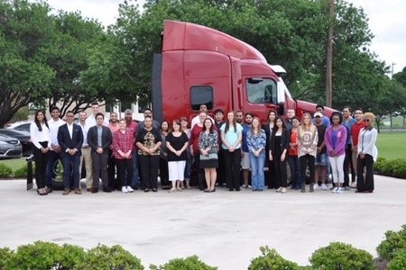 Photo of Texas Wesleyan students visiting Peterbilt site