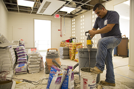 The renovation projects at Stella Russell Hall range from new ceiling tiles and paint, to renovated showers and new kitchen appliances. The residence hall will be ready to welcome new and returning students mid-August.