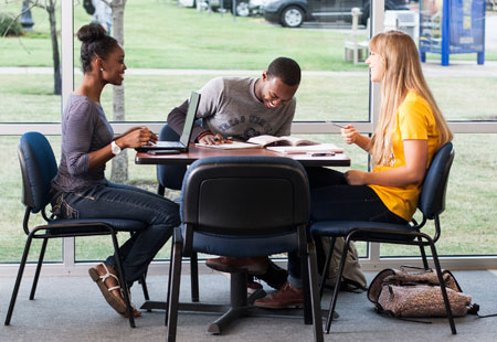 Students study at Texas Wesleyan University.