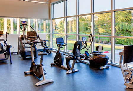 An image of the cardio machines in the Morton Fitness Center.