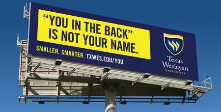 Image of Texas Wesleyan billboard advertising.