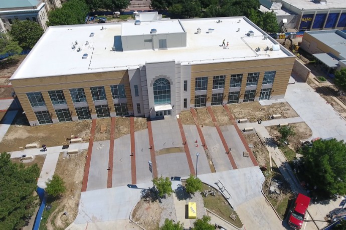 View of the new Nick and Lou Martin University Center with a drone taken on May 13, 2019.