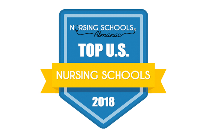 Badge representing Nursing School Almanac's top nursing schools of 2018