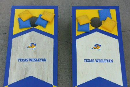 This is a picture of the Cornhole boards for the Cornhole Tournament which is an event during Alumni Reunion Weekend.