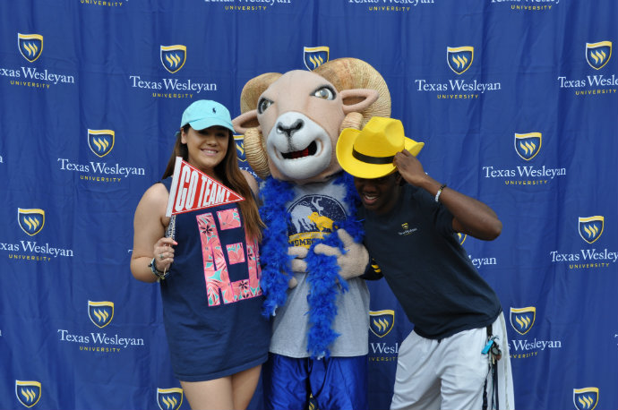 Students with Willie showing their ram pride.