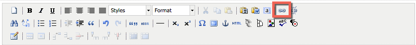 Screenshot of link icon in TerminalFour's Content Management System menu