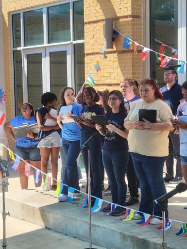 Students singing in celebration of Hispanic Heritage Month