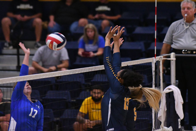 Photo of Texas Wesleyan women's volleyball team during game