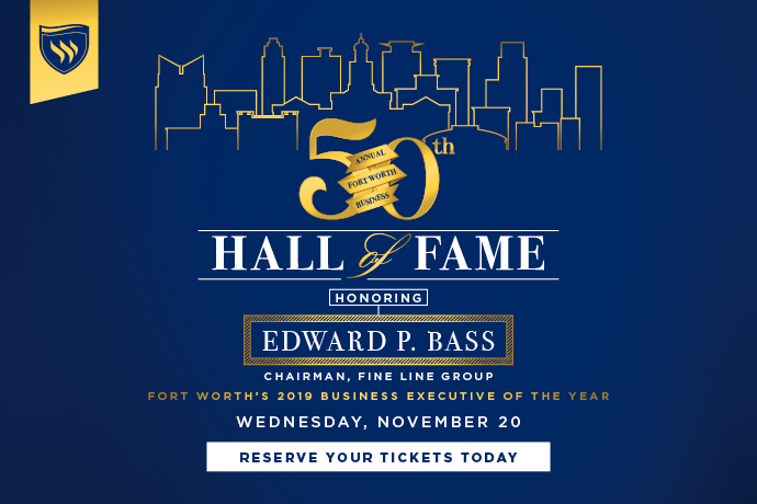 A graphic featuring 2019 BHOF recipient Edward Bass to be used in TXWES news stories