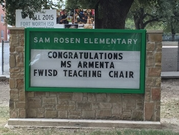 Congratulations to Cristina Armenta for being selected as the FWISD Teaching Chair