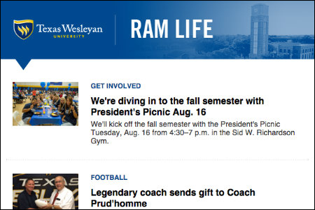 Ram Life is the Texas Wesleyan student life newsletter