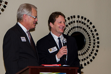 President Slabach accepts the award from Bill Schwennsen, director, EFWBA board. Photo by Lloyd Jones.