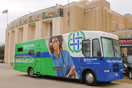 Texas Health Harris Methodist of Fort Worth will be on campus for mammogram screenings on Friday, Feb. 13. The mobile bus will be parked in lot K, next to Lou’s Place.