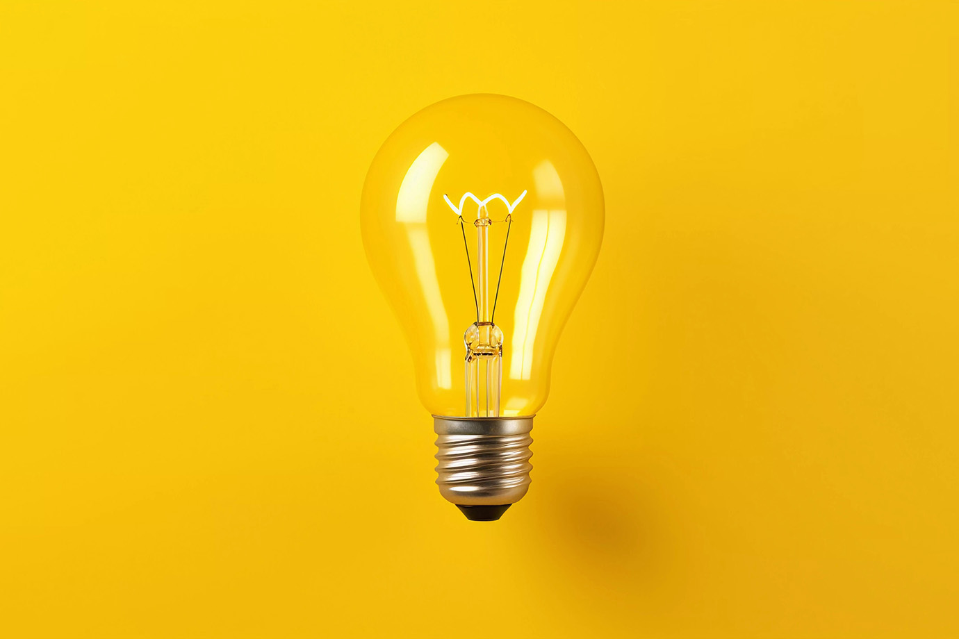 light bulb on yellow background